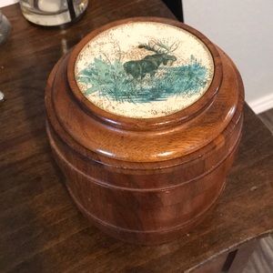 Vintage Smoking Tobacco Wood Barrel w/Humidor Lid